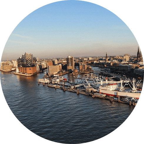 Hamburger Hafen mit Elbphilharmonie – Pre-Com-Event Location