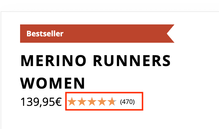 Produktbewertungen auf Giesswein Produktseiten